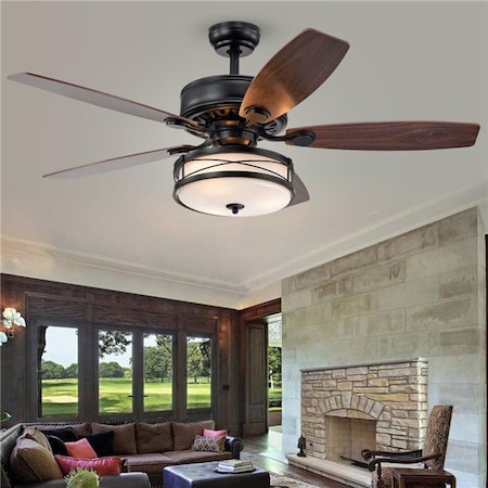 Warehouse Of Tiffany Warehouse of Tiffany CFL-8455REMO-MB 52 in. Ti Indoor Remote Controlled Ceiling Fan with Light Kit; Black CFL-8455REMO/MB
